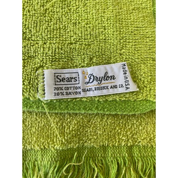 Vintage Sears Drylon Avacado Green Floral Towel Set of 6 Made in the USA - Picture 6 of 6